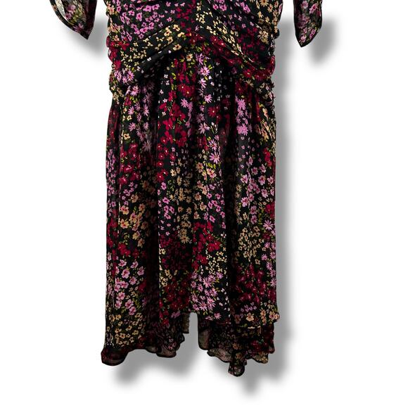 ASTR The Label Athena Midi Dress Floral Black Puff Sleeve Coquette Womens Sz XS - Picture 5 of 12